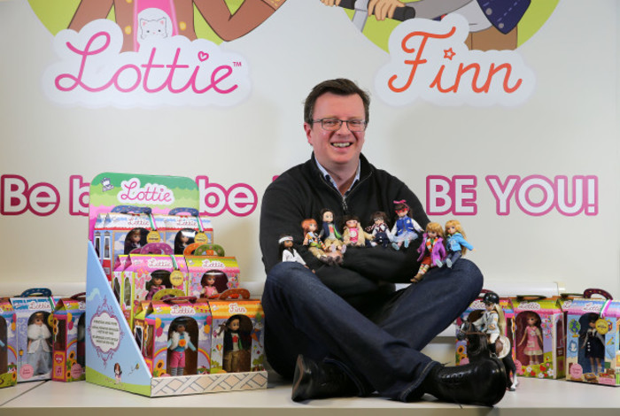 Ian Harkin with some of his range of Lottie and Finn dolls. Pic: Declan Doherty