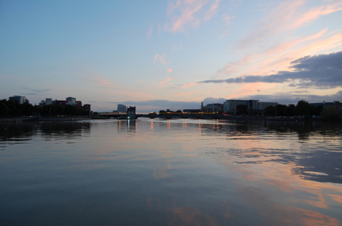 Limerick City on the River Shannon at sunset.