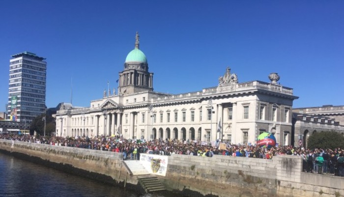 Protesters gathered outside Custom House