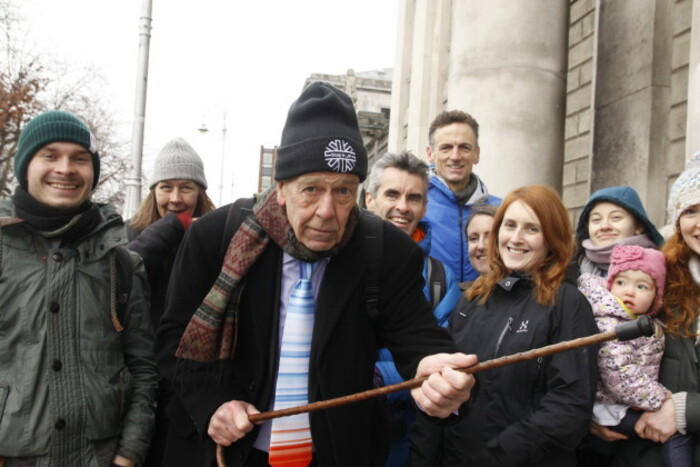 Tony Lowes (c) outside the High Court during the group&rsquo;s recent challenge of State climate plans.