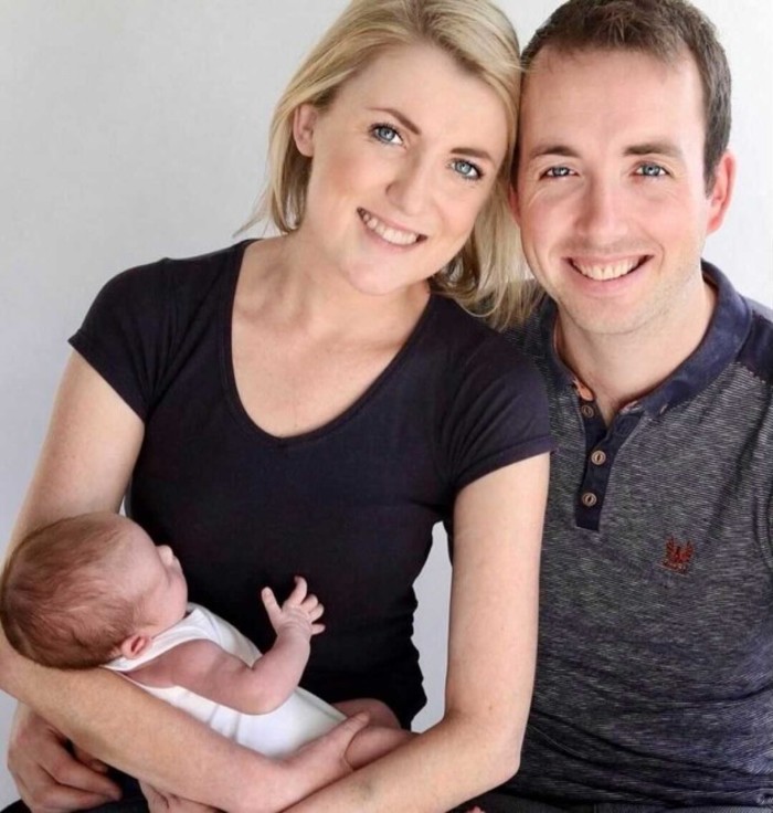 Sara Byrne with husband Padraig and daughter Alice
