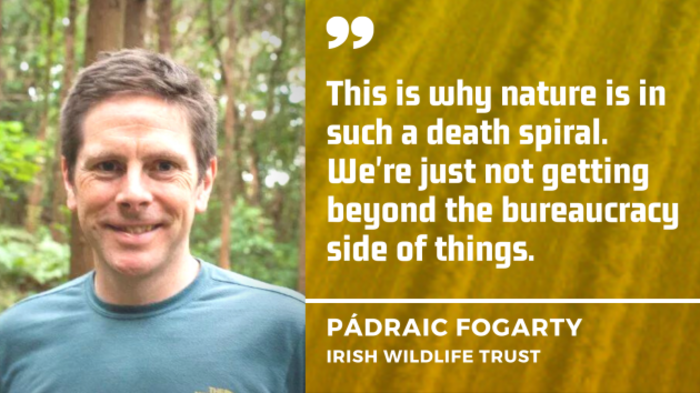 This is why nature is in such a death spiral. We're just not getting beyond the bureaucracy side of things - P Fogarty, Irish Wildlife Trust