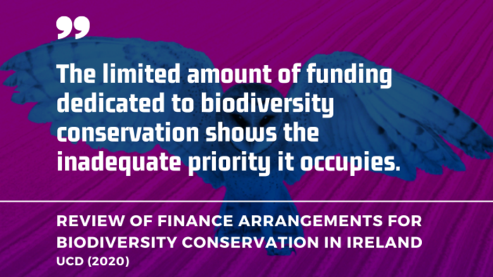 The limited amount of funding dedicated to biodiversity conservation shows the inadequate priority it occupies. - UCD