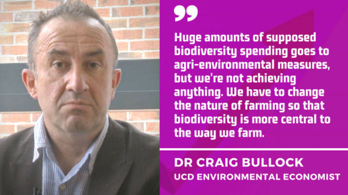 UCD environmental economist Dr Craig Bullock - GLAS is at best, just achieving some sort of peripheral improvements in biodiversity.