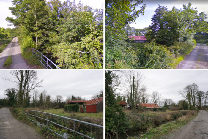 Compilation of four photos - two from 2010 showing lots of vegetation, including trees, along the river - and two from 2022 with the same views but with some trees and vegetation no longer there.