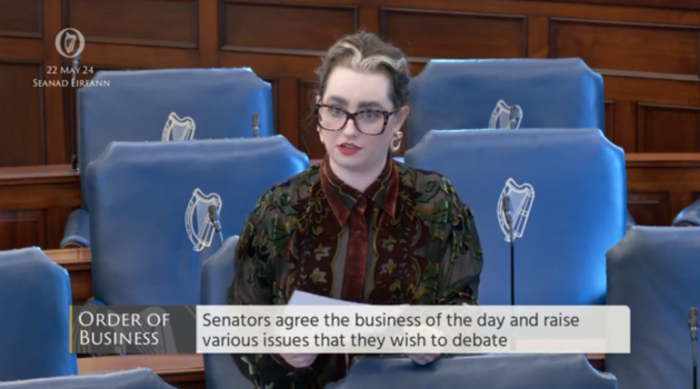 Annie Hoey speaking in the Seanad during the Order of Business debate.